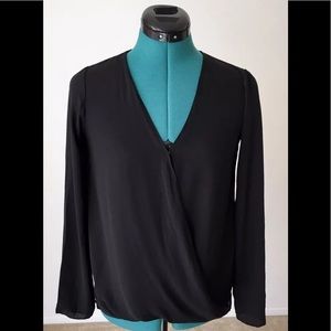 Bcbg Generation Black Draped Front Blouse Top XS